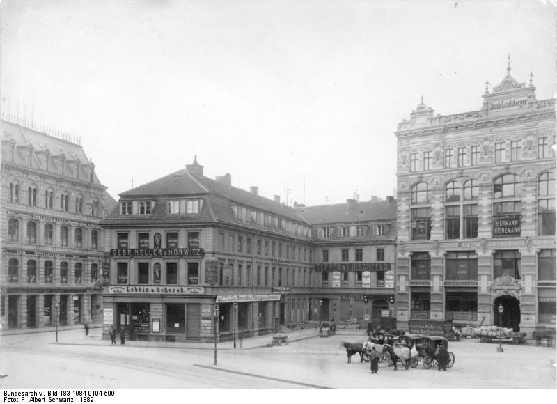 Berlin, Germany - 1889: A photograph taken by F. Albert Schwartz of the west side of Hausvogteiplatz. Photo: German Federal Archives.