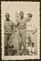 Black American athletes Jesse Owens and Dave Albritton at the 1936 Berlin Olympics.