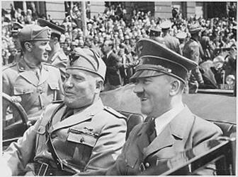 Benito Mussolini with Adolf Hitler in car