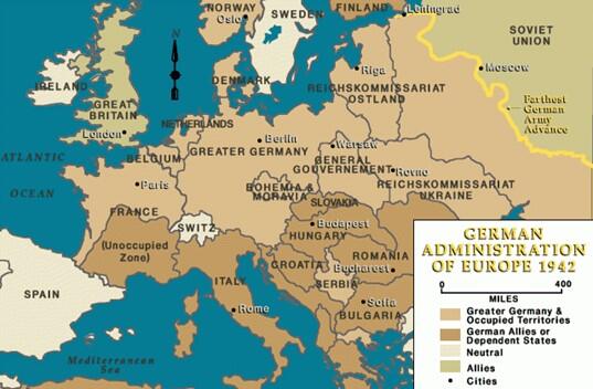 Map of German Administration of Europe 1942