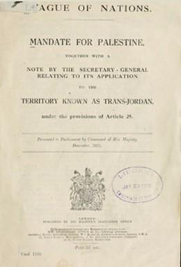 Cover page of League of Nations "Mandate for Palestine"